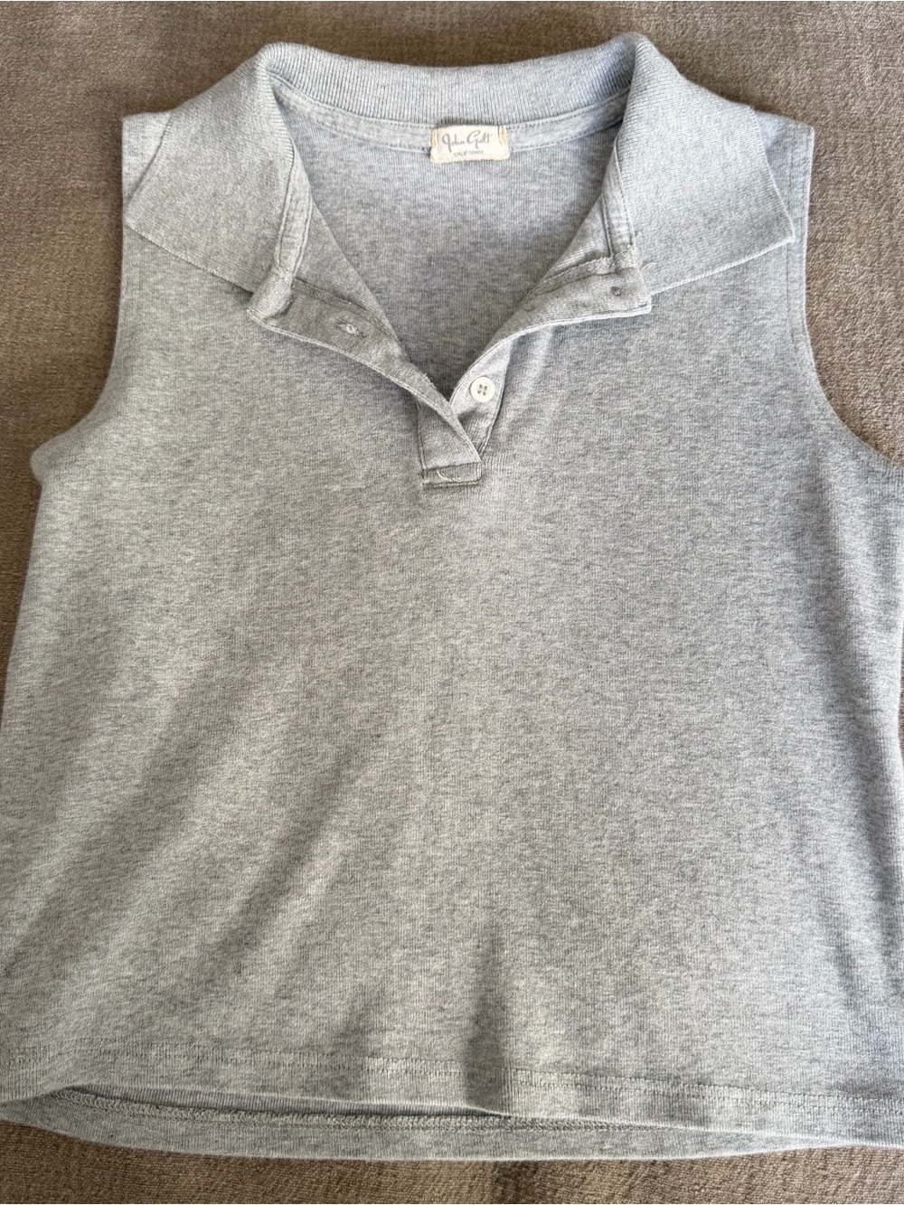 Brandy Melville John Galt Cotton Carolyn Polo Sleeveless Tank Top Gray Grey
